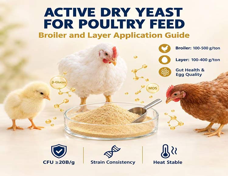 Active Dry Yeast for Poultry Feed: Broiler and Layer Application Guide